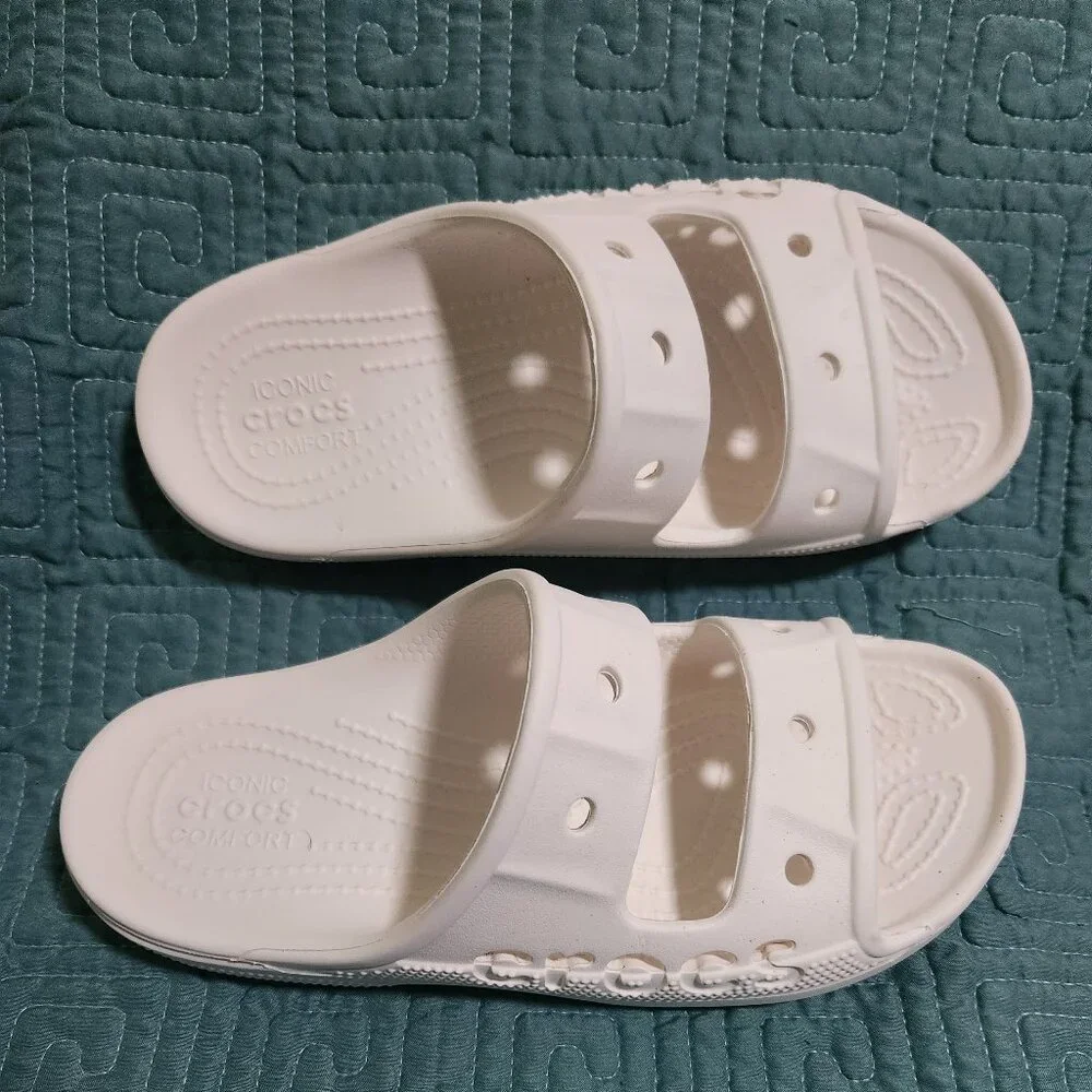 White Crocs Unisex Adult Baya Slide Sandals - Picture 4 of 5